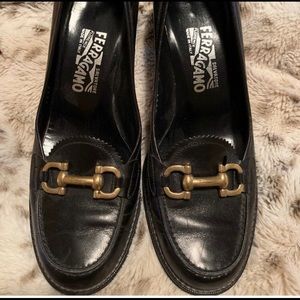 pre-owned Salvatore Ferragamo 2” heel loafers